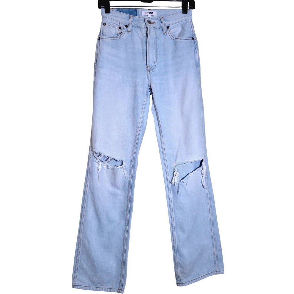 RE/DONE Originals 90s High Rise Loose Jeans Size 24 Bleach Destroy EUC - Picture 5 of 14